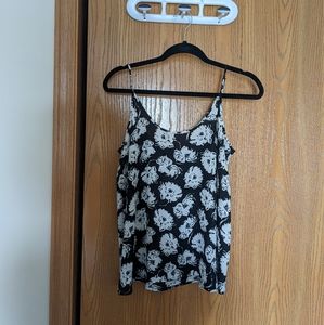 Black and White Floral Spaghetti Strap Blouse